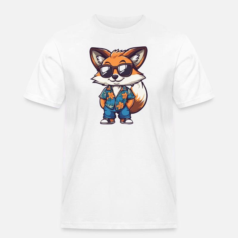 Fuchs Comic Urlaub - Männer Workwear T-Shirt - Weiß