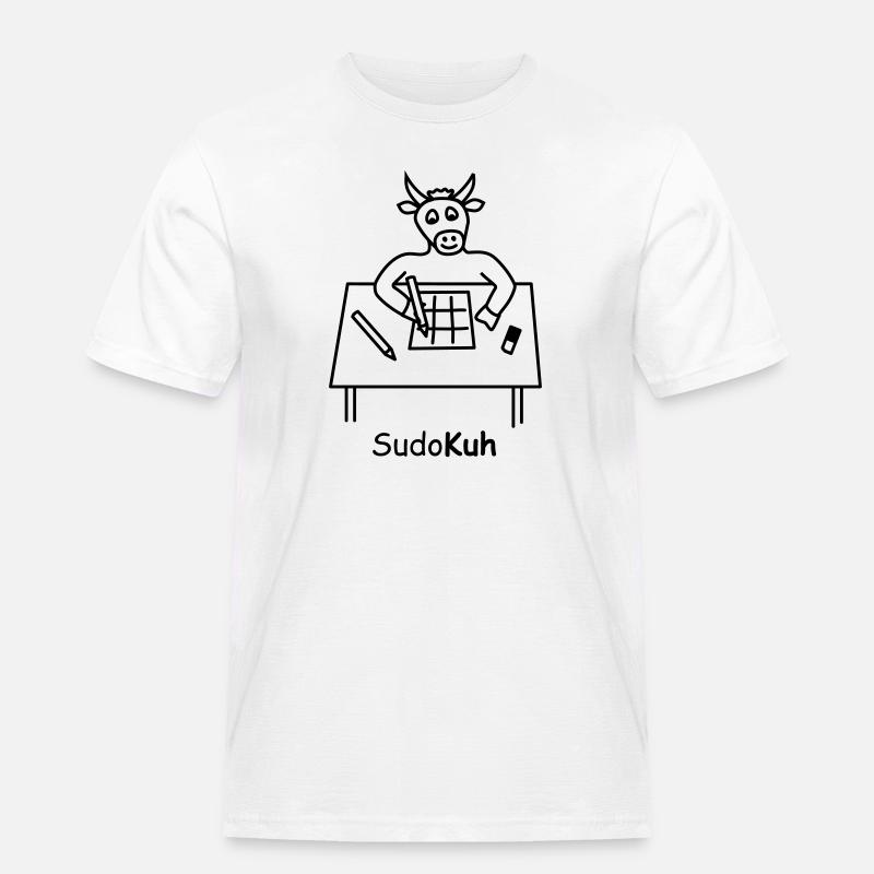 Sudo-Kuh - Männer Workwear T-Shirt - Weiß