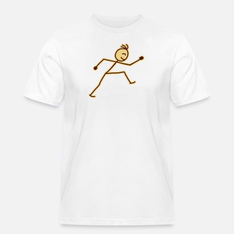 walking_stick_figure_2c - Männer Workwear T-Shirt - Weiß