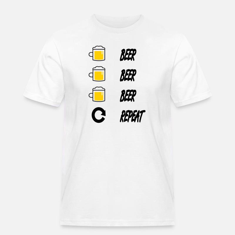 Bier Bier Bier Wiederholung - Männer Workwear T-Shirt - Weiß