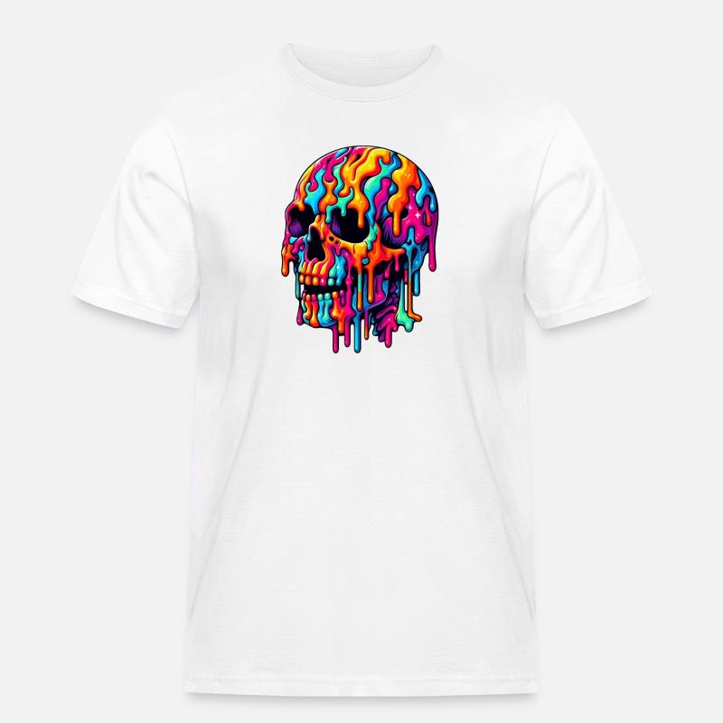 Lebendiger psychedelischer Schädel - Männer Workwear T-Shirt - Weiß