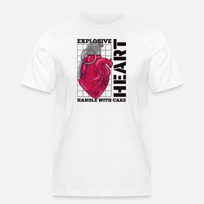 Exploding Heart - Men's Workwear T-Shirt - white