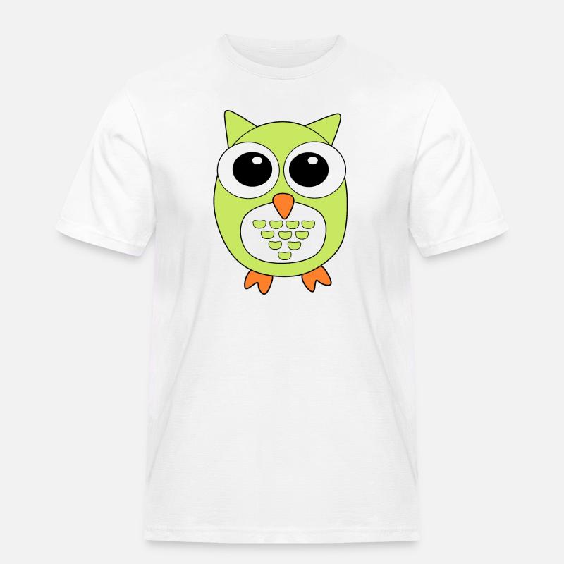 Eule grüne Eule - Männer Workwear T-Shirt - Weiß