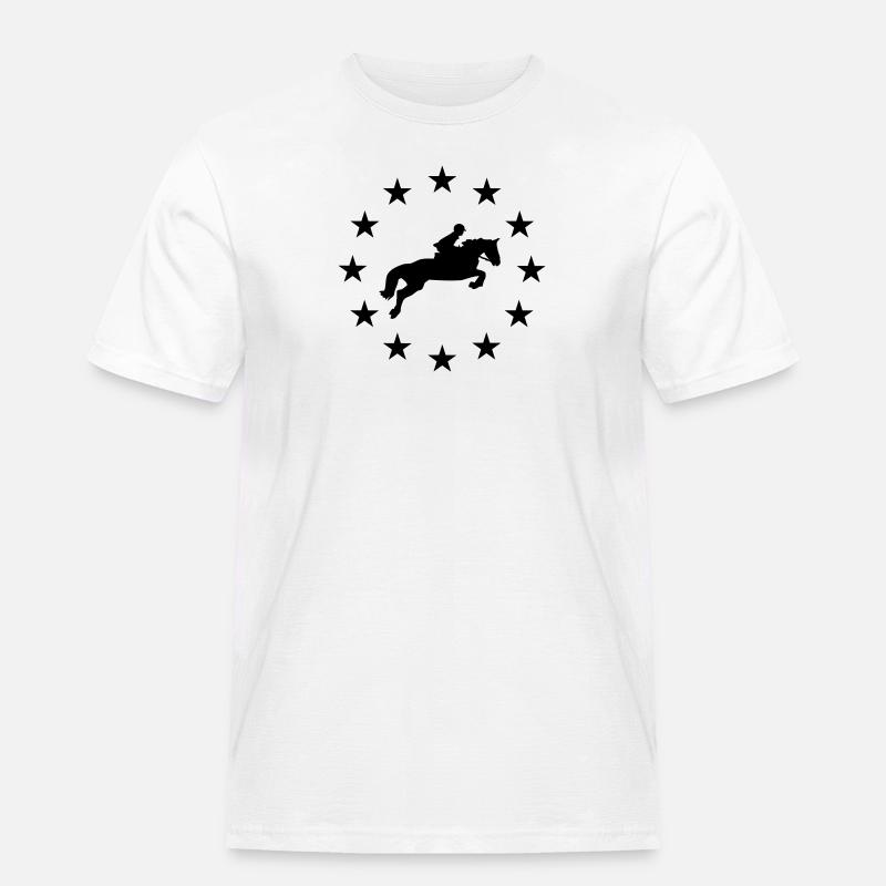 Springen Pferd & Sternen - Männer Workwear T-Shirt - Weiß