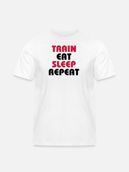 Train Eat Sleep Repeat - Männer Workwear T-Shirt - Weiß