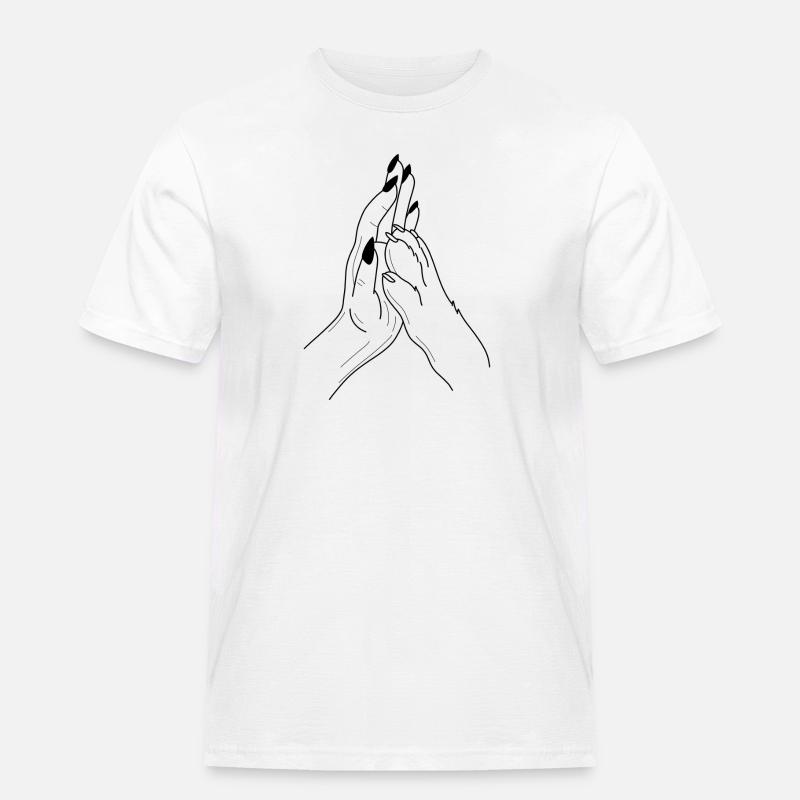 Hand Pfote Highfive - Männer Workwear T-Shirt - Weiß