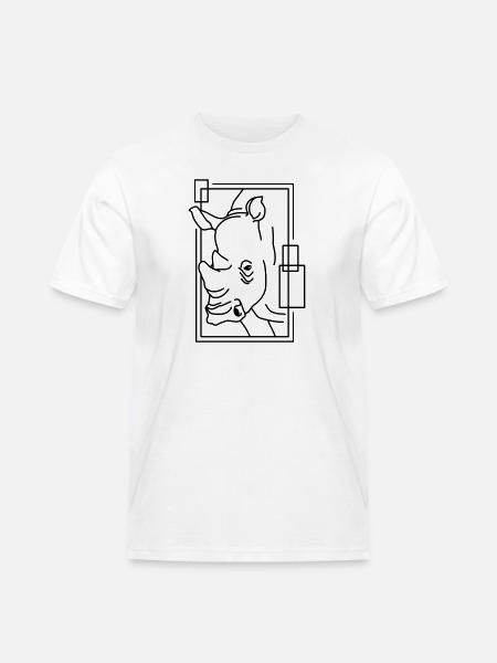 Rhinoceros in geometric design - Men's Workwear T-Shirt - white