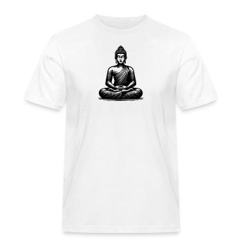 Yoga Buddha Erleuchtung Meditation Tattoo Style - Männer Workwear T-Shirt - Weiß - Vorne - AI Model Male 185 dark (185cm)