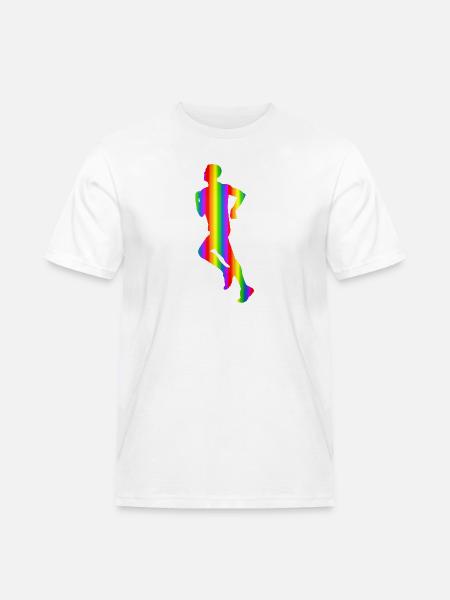 Bunter Läufer Regenbogen - Männer Workwear T-Shirt - Weiß