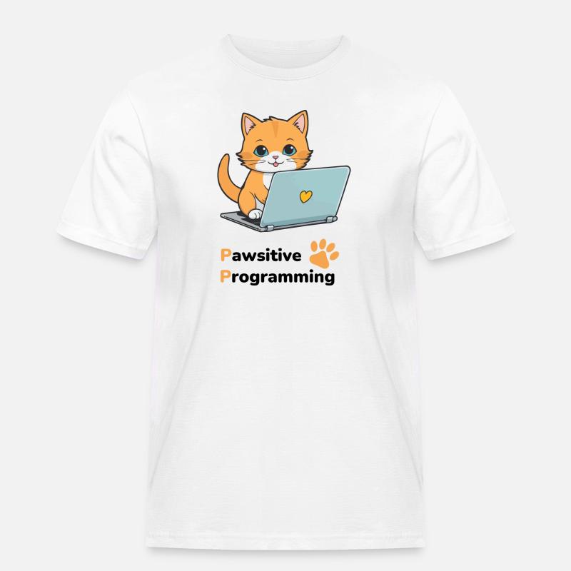 Pawsitive programming - Männer Workwear T-Shirt - Weiß
