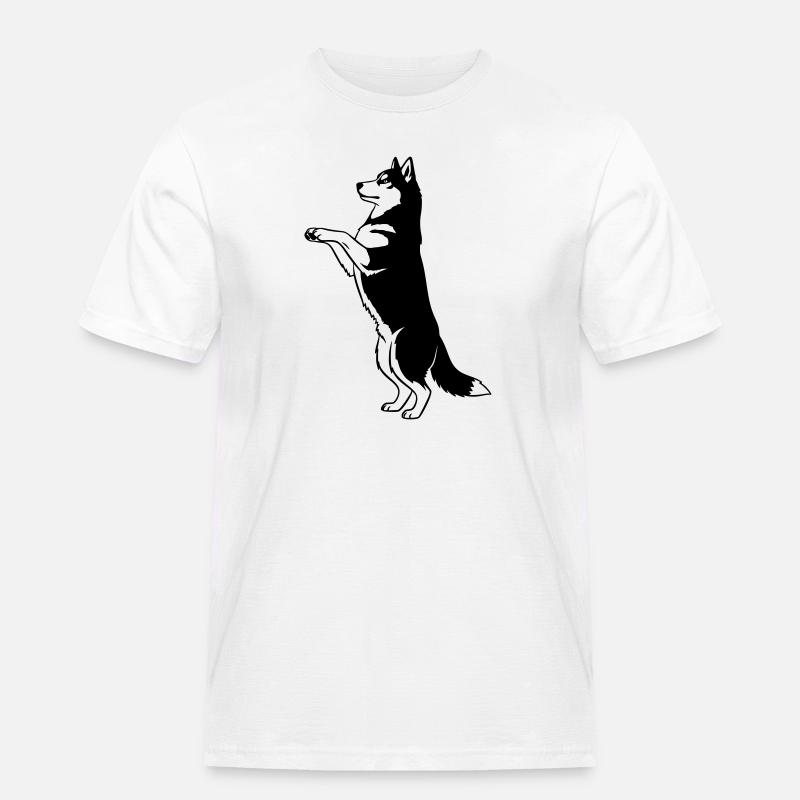 Stehender Hund Silhouette Vector - Männer Workwear T-Shirt - Weiß