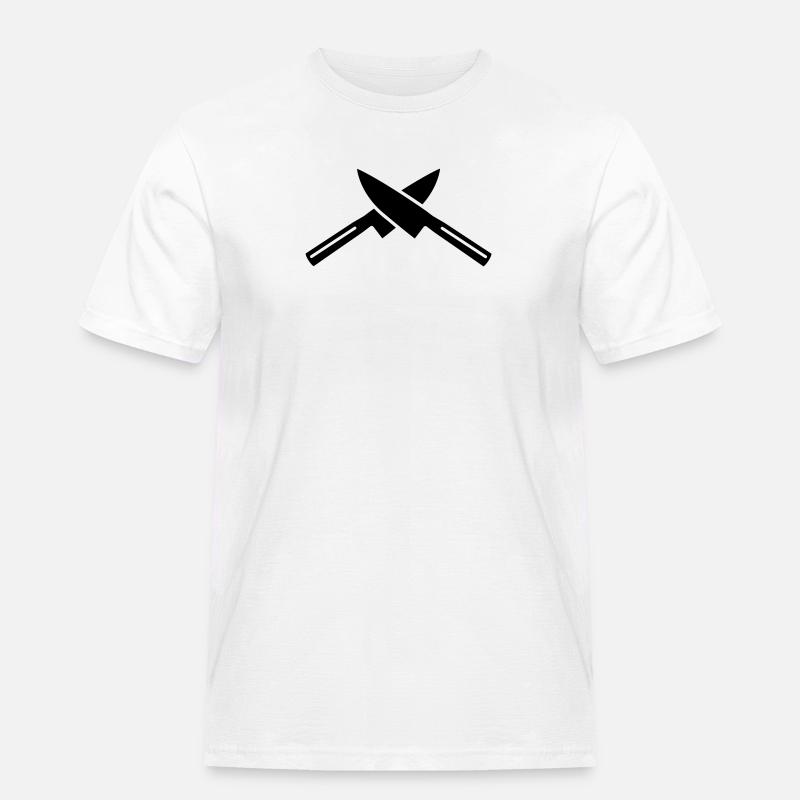Messer - Männer Workwear T-Shirt - Weiß