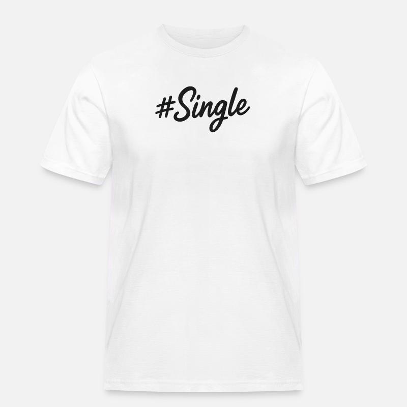 #Single – Statement Design in Handschrift - Männer Workwear T-Shirt - Weiß