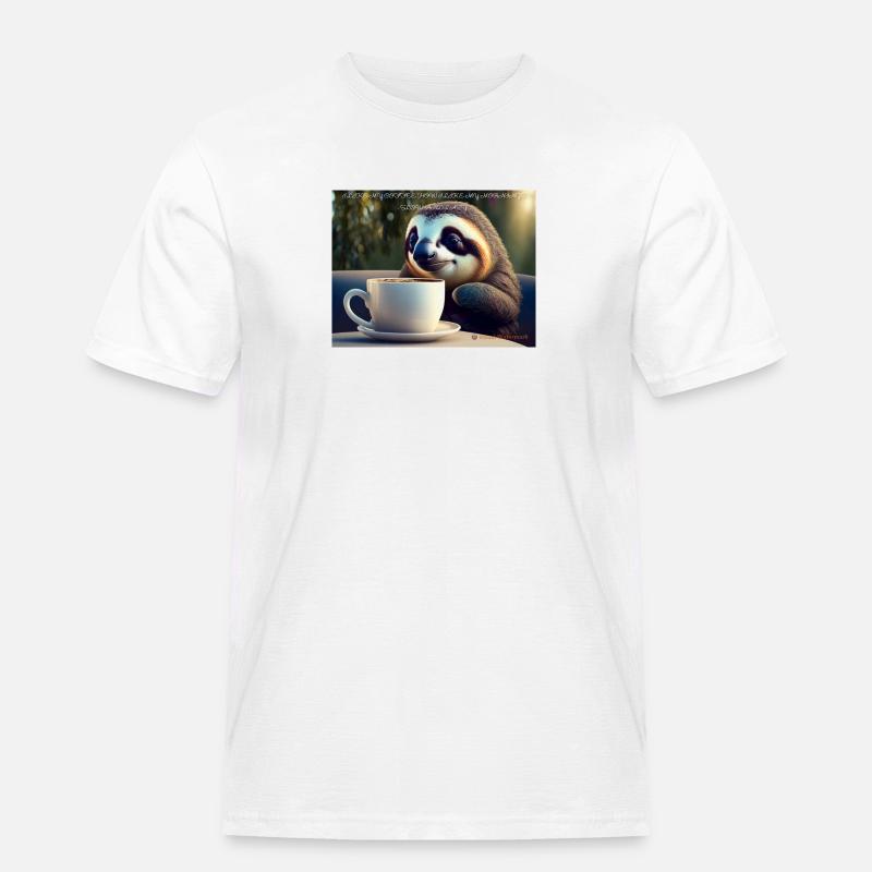 Caffeinated Sloth - Männer Workwear T-Shirt - Weiß