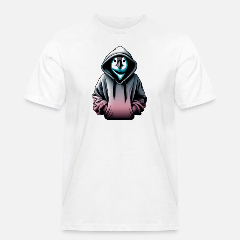 Hacker Pinguin mit Pullover - Männer Workwear T-Shirt - Weiß