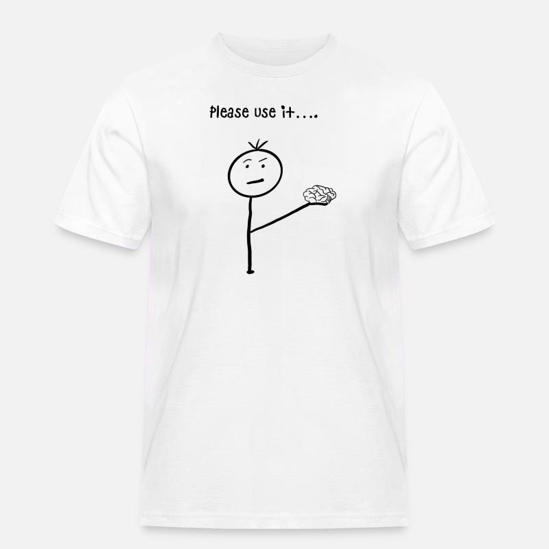 Bitte benutzen Sie es… (schwarz) - Männer Workwear T-Shirt - Weiß