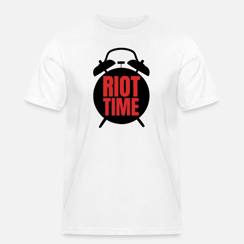 Riot Time – Mutiges rotes Textdesign - Männer Workwear T-Shirt - Weiß