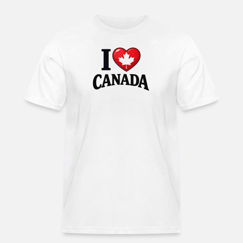 I Love Canada – Ahornblatt-Botschaft - Männer Workwear T-Shirt - Weiß