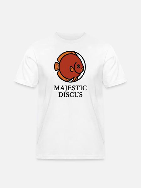 Majestic Circular Discus Fish Logo - Men's Workwear T-Shirt - white