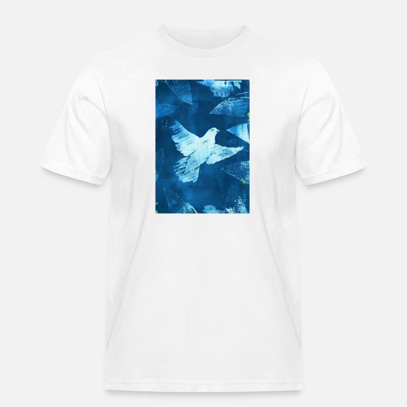 Blau Taube Friedensvisual - Männer Workwear T-Shirt - Weiß