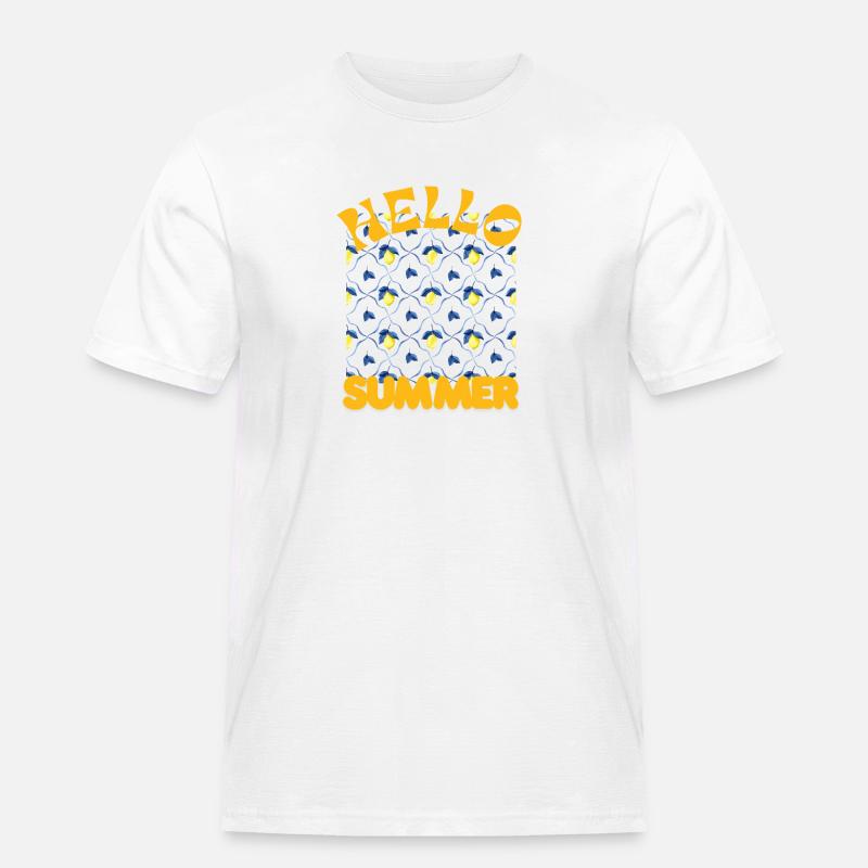 Hello Summer Lemon Pattern - Men's Workwear T-Shirt - white