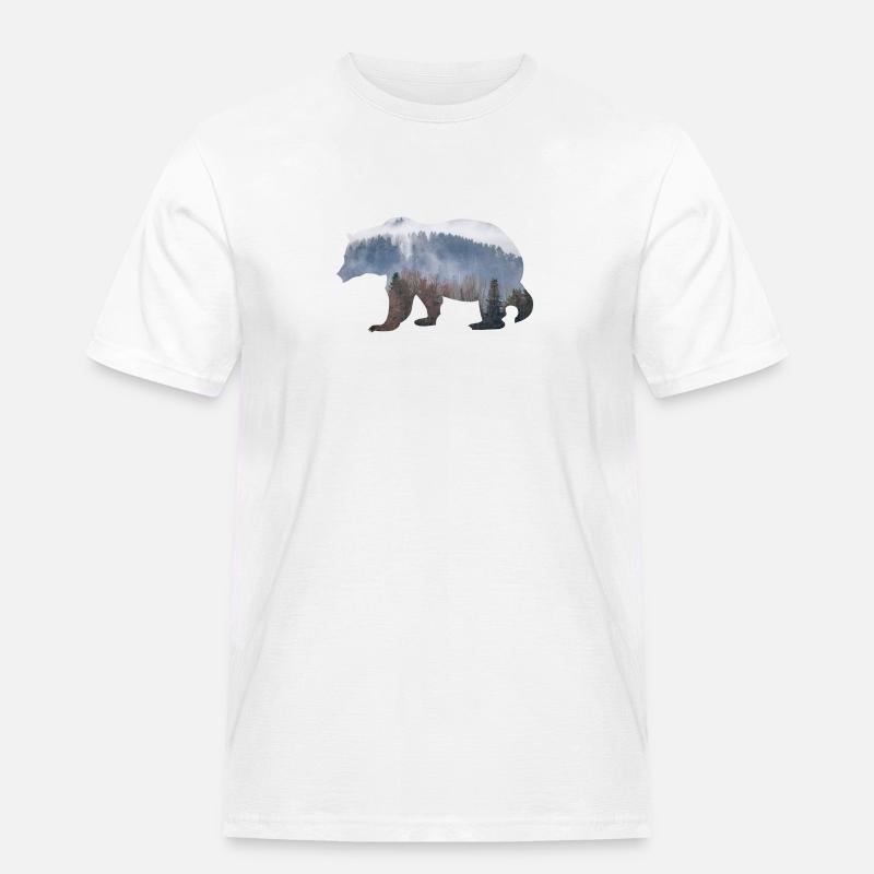 Bär mit Wald - Männer Workwear T-Shirt - Weiß