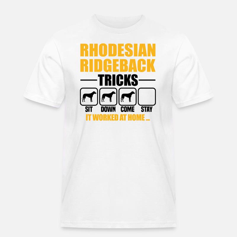 Rhodesian Ridgeback Tricks - Männer Workwear T-Shirt - Weiß