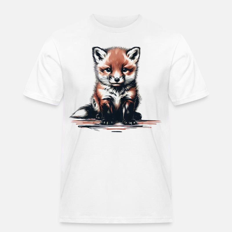Fuchs Kinder Kind - Männer Workwear T-Shirt - Weiß