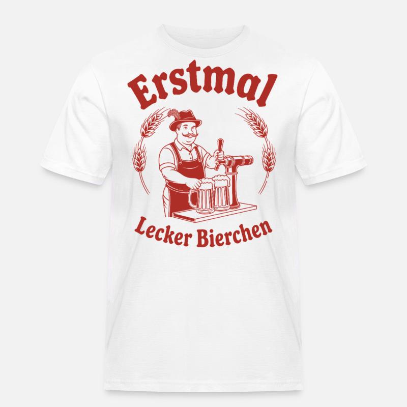 Erstmal lecker Bierchen - Männer Workwear T-Shirt - Weiß