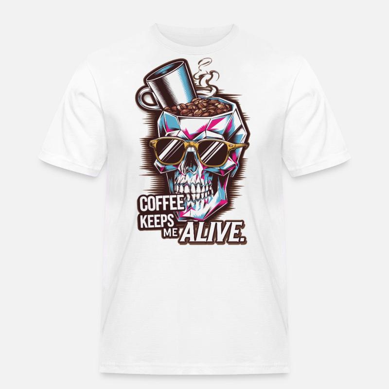Kaffee = Leben - Männer Workwear T-Shirt - Weiß
