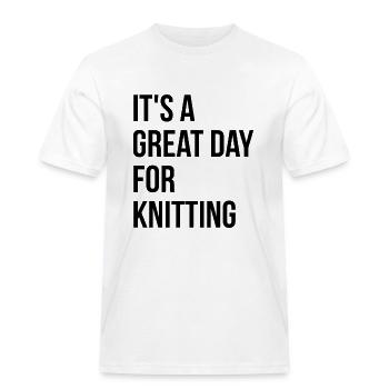 Knitting - Men's Workwear T-Shirt - white - Front - AI Model Male 185 dark (185cm)