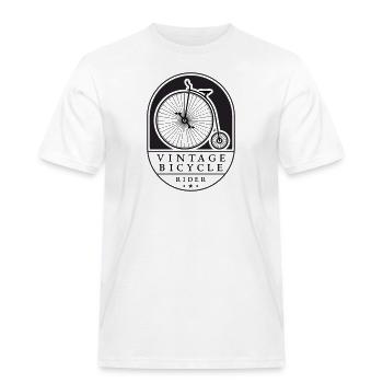Vintage Bicycle Rider, Black on Light, Penny farthing - Men's Workwear T-Shirt - white - Front - AI Model Male 185 dark (185cm)
