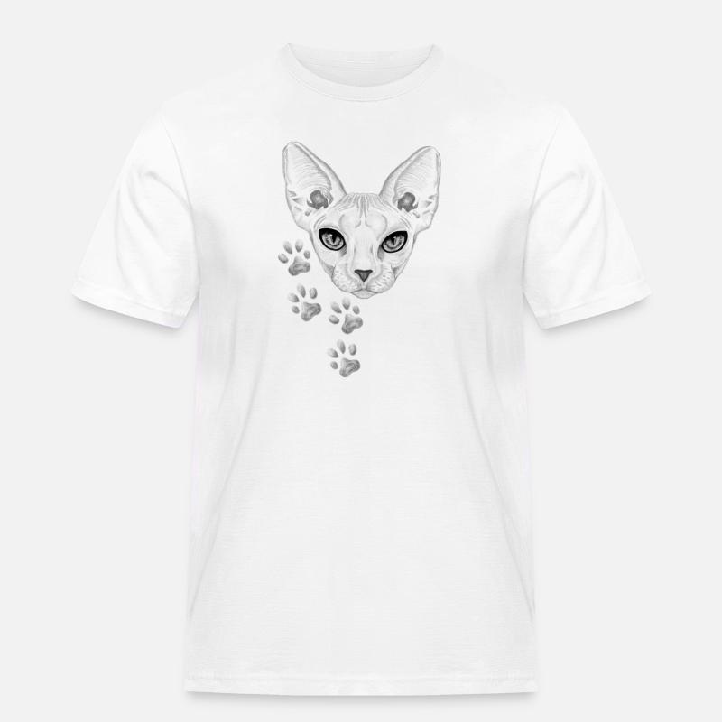 Cat - Männer Workwear T-Shirt - Weiß
