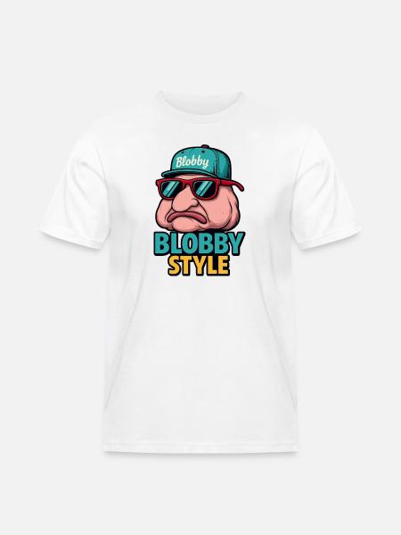 Blobby Style Cartoon Tee - Men's Workwear T-Shirt - white