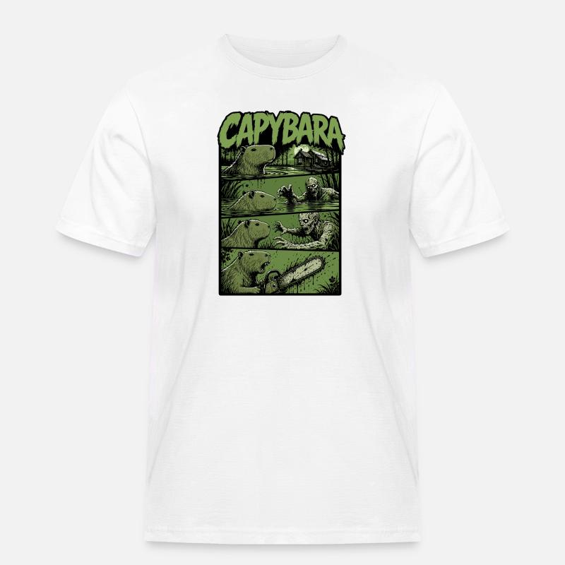 Zombie Sumpf Capybara - Männer Workwear T-Shirt - Weiß