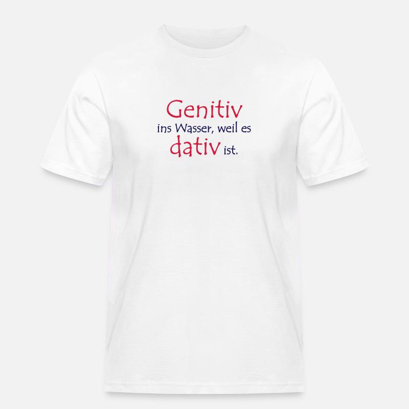 Genitiv vs. dativ - Männer Workwear T-Shirt - Weiß