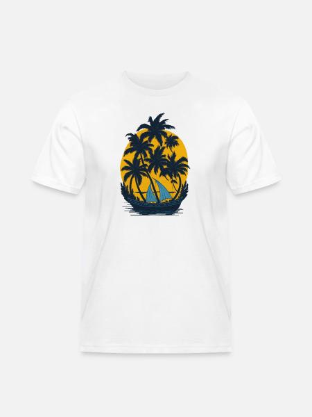 Sunset on the palm boat - Men's Workwear T-Shirt - white