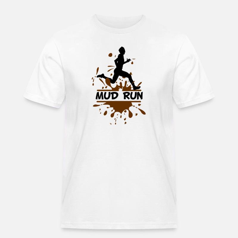 Mud Run Man – Modder Runner - Männer Workwear T-Shirt - Weiß
