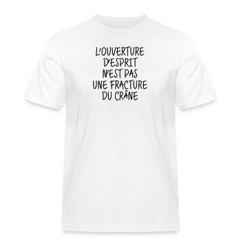 Citation Humour Philosophie Drôle Slogan Comique - T-shirt Workwear homme - blanc - Devant - AI Model Male 185 dark (185cm)