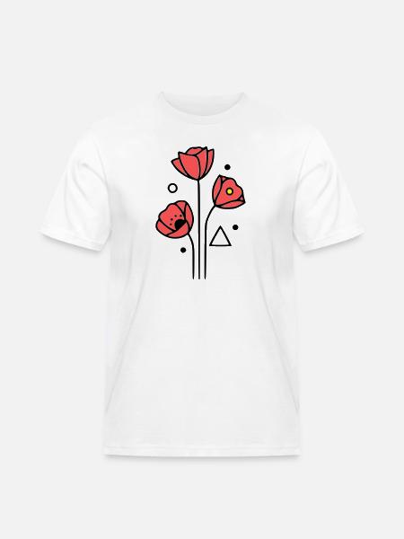 Poppy-Poppies-Minimalist-Line-Art-4 - Men's Workwear T-Shirt - white