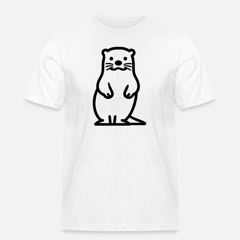 Otter - Männer Workwear T-Shirt - Weiß