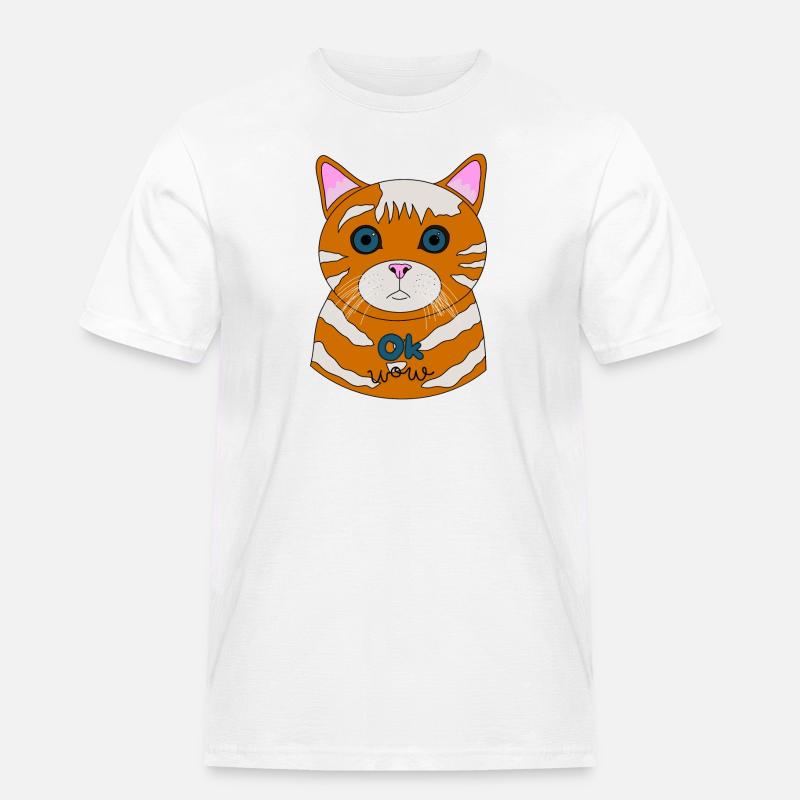 Erstaunte Katze Ok Wow - Männer Workwear T-Shirt - Weiß