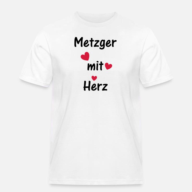 Metzger mit Herz - Männer Workwear T-Shirt - Weiß