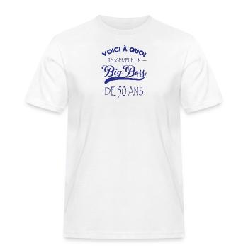 Bigboss de 50 ans - T-shirt Workwear homme - blanc - Devant - AI Model Male 185 dark (185cm)