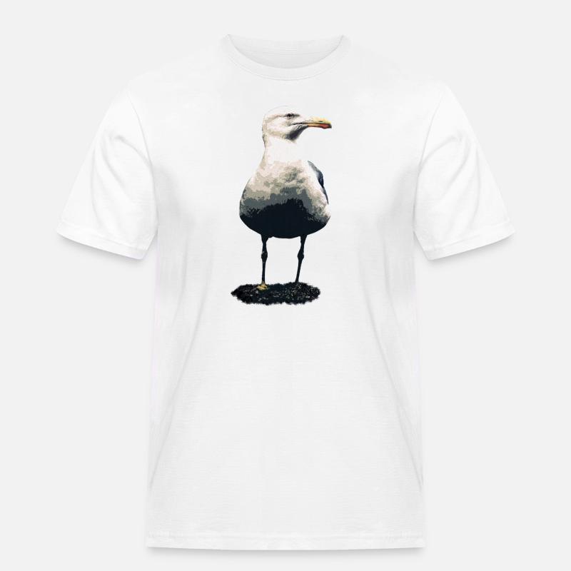 Möwe - Männer Workwear T-Shirt - Weiß
