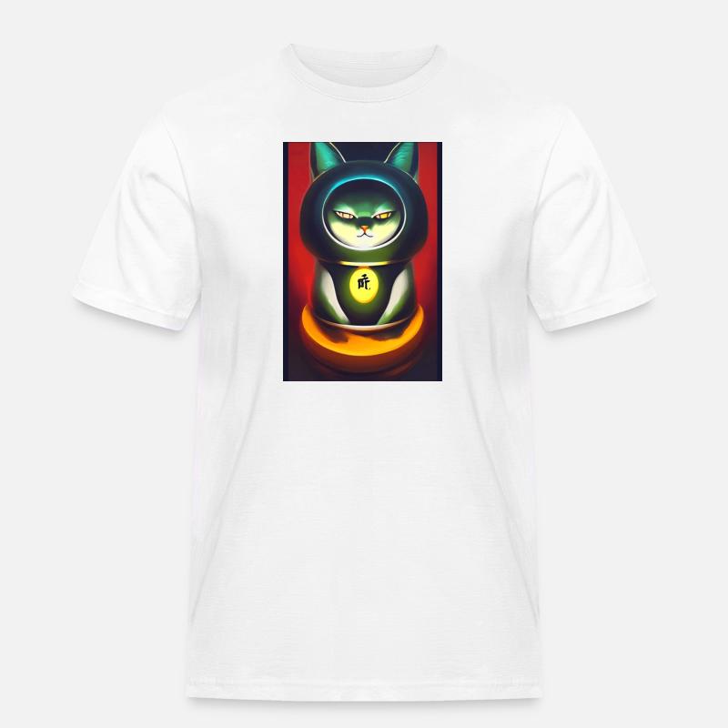 Maneki neko 3 - Männer Workwear T-Shirt - Weiß