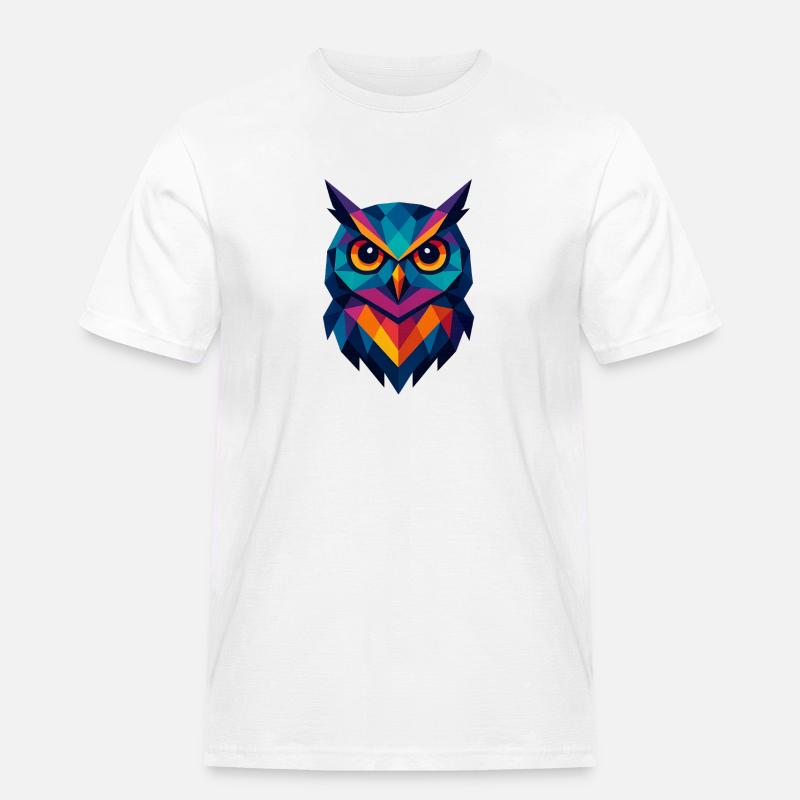 Eule | Eulenkopf Print - Männer Workwear T-Shirt - Weiß