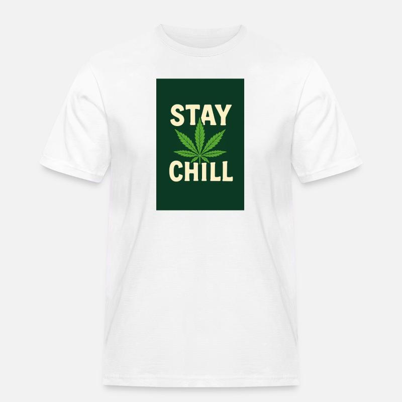 Stay Chill Feuille de Cannabis - T-shirt Workwear homme - blanc