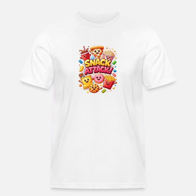 Snack Attack! Bunte Snack-Helden - Männer Workwear T-Shirt - Weiß