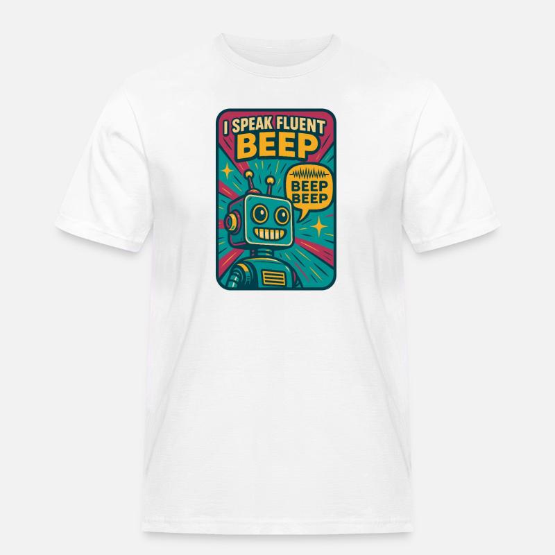 Flowing Beep | Robot Sci-Fi Nerd - Men's Workwear T-Shirt - white